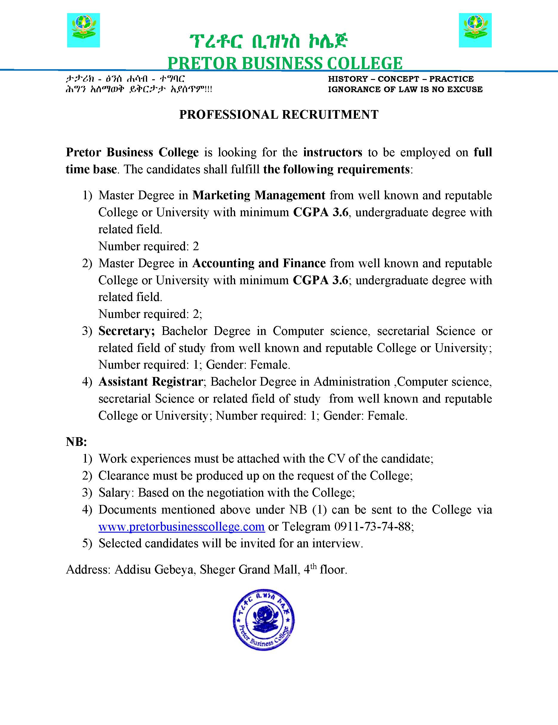 Vacancy announcement Page 1